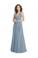 Discount Faux Surplice Bodice Long Chiffon Bridesmaid Dress with V-Neckline UK