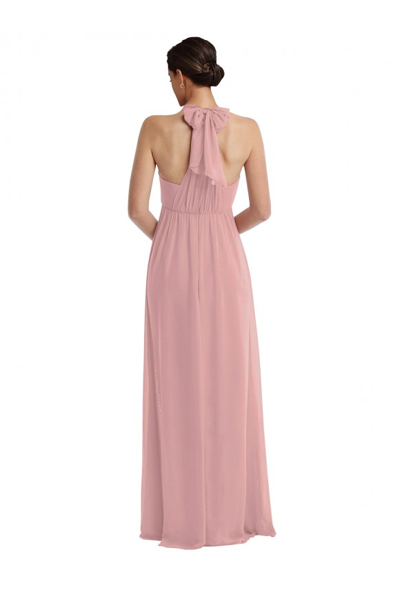 Discount Empire Waist Long Halter Maxi Bridesmaid Dress UK