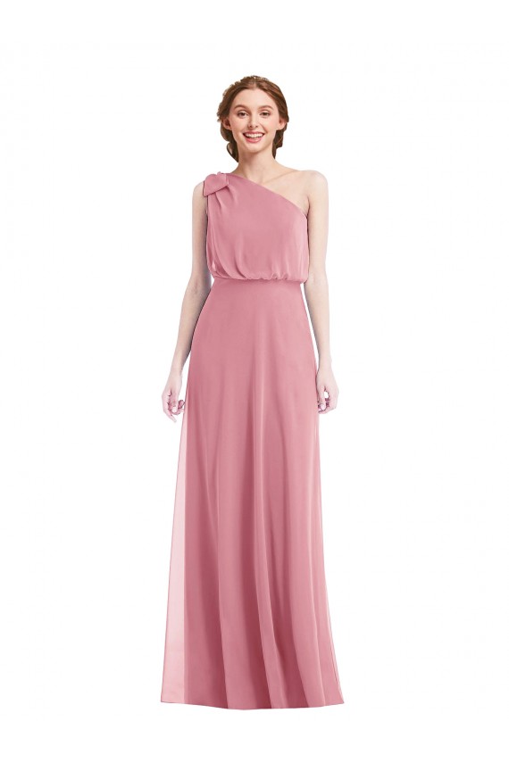 Discount One Shoulder Bow Blouson Bodice Maxi Bridesmaid Dress UK