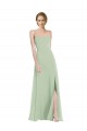 Discount Scoop Neck Tie Strap Maxi Bridesmaid Dress with Front Slit UK