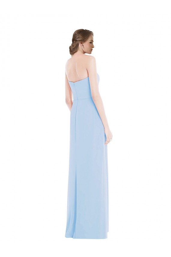 Discount Strapless Sweetheart Maxi Bridesmaid Dress with Pleated Front Slit UK