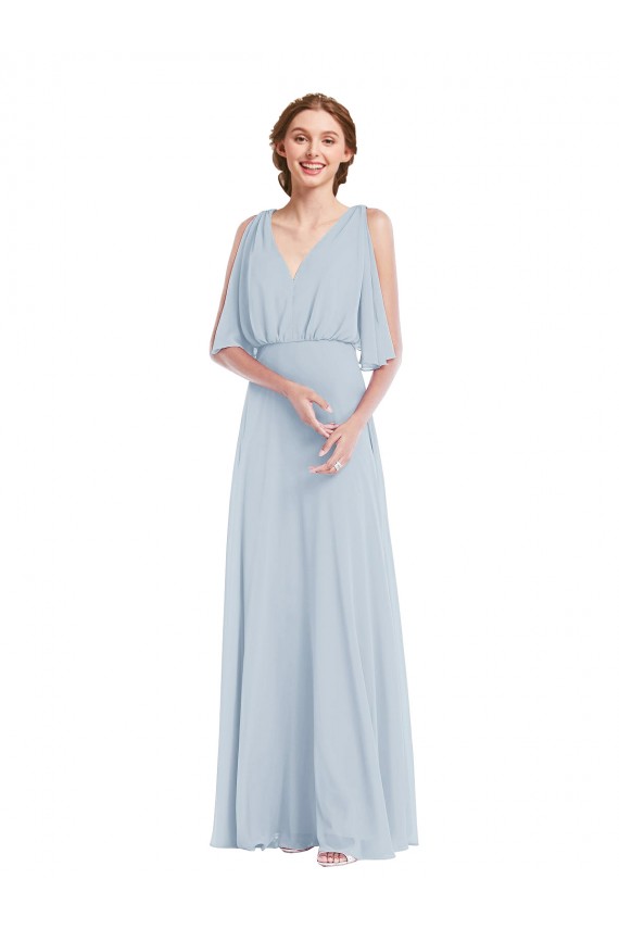 Discount V-Neck Split Sleeves Blouson Bodice Maxi Bridesmaid Dress UK