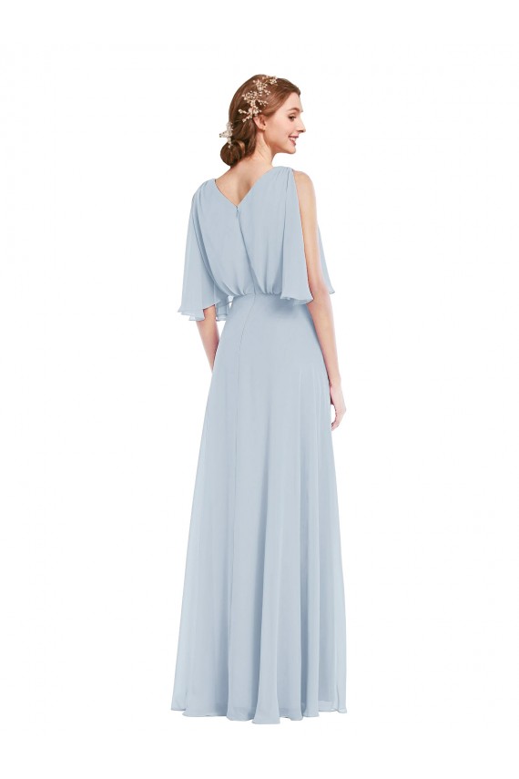 Discount V-Neck Split Sleeves Blouson Bodice Maxi Bridesmaid Dress UK