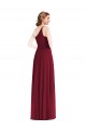 Discount One Shoulder Chiffon Maxi Bridesmaid Dress with Shirred Front Slit UK