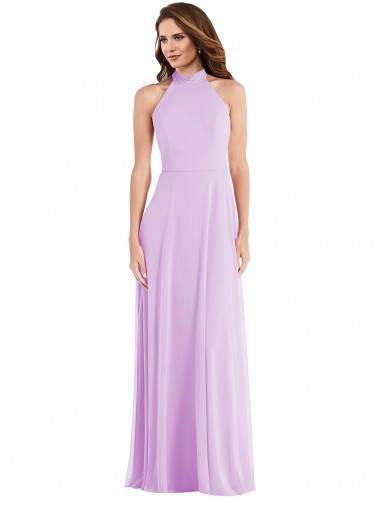 Discount High Neck Halter Backless Maxi Bridesmaid Dress UK