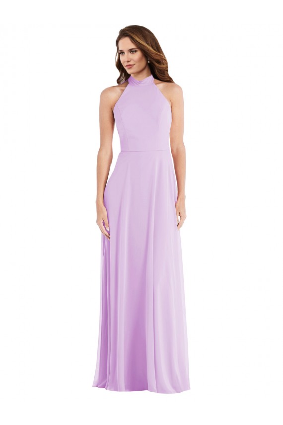 Discount High Neck Halter Backless Maxi Bridesmaid Dress UK