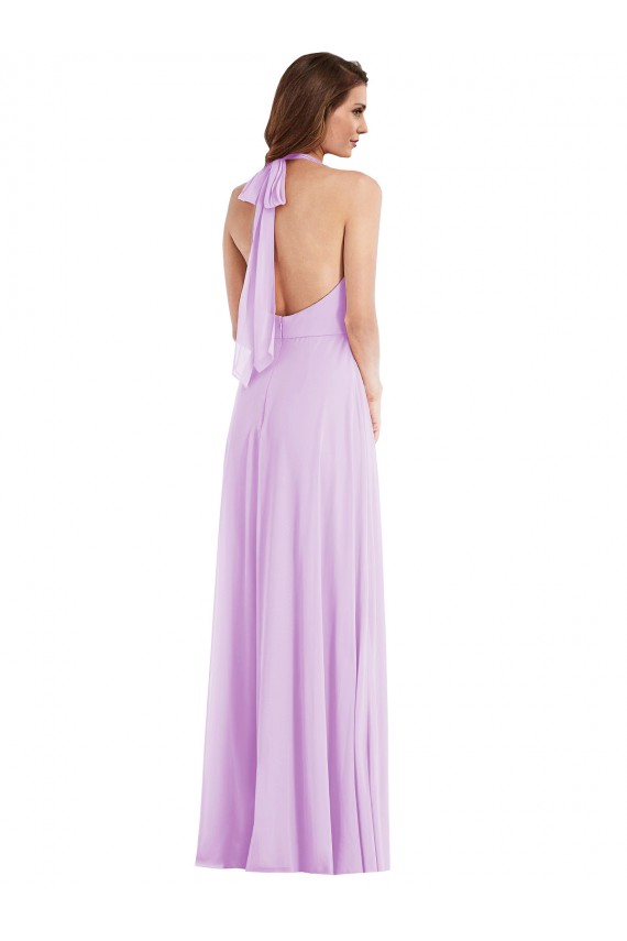 Discount High Neck Halter Backless Maxi Bridesmaid Dress UK