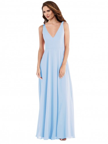 Discount Deep V-Neck Chiffon Maxi Bridesmaid Dress UK