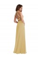Discount Stand Collar Halter Maxi Bridesmaid Dress with Criss Cross Open Back UK