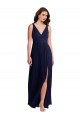 Discount Deep V-Neck Chiffon Maxi Bridesmaid Dress with Front Slit UK