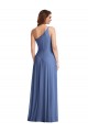 Discount One Shoulder Full Length Maxi Formal Bridesmaid Dress with Flirty Slit UK