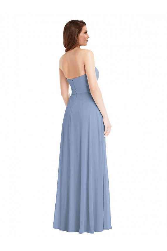 Discount Strapless A-Line Maxi Bridesmaid Dress with Front Slit UK
