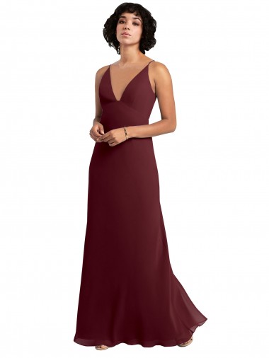 Discount Notched Neckline Empire Waist Chiffon Slip Bridesmaid Dress UK