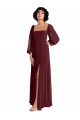 Discount Sheer Long Sleeves Chiffon Bridesmaid Dress with High Slit UK