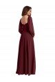 Discount Sheer Long Sleeves Chiffon Bridesmaid Dress with High Slit UK