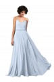 Discount V-Neck Blouson Waist Long Chiffon Bridesmaid Dress with Straps UK