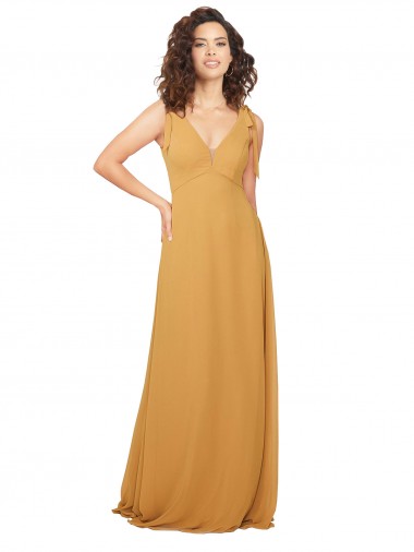 Discount Boho Chiffon Bridesmaid Dress with Tied Straps UK