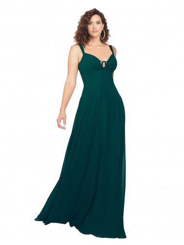 Discount Tied Bodice Sweetheart V-Neck Chiffon Bridesmaid Dress UK