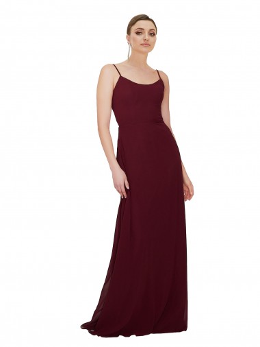 Discount Scoop Neck Tied Keyhole Back Chiffon Bridesmaid Dress UK
