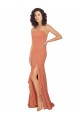 Discount Chiffon Square Neck Bridesmaid Dress with Ruffled Skirt Slit UK