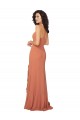 Discount Chiffon Square Neck Bridesmaid Dress with Ruffled Skirt Slit UK