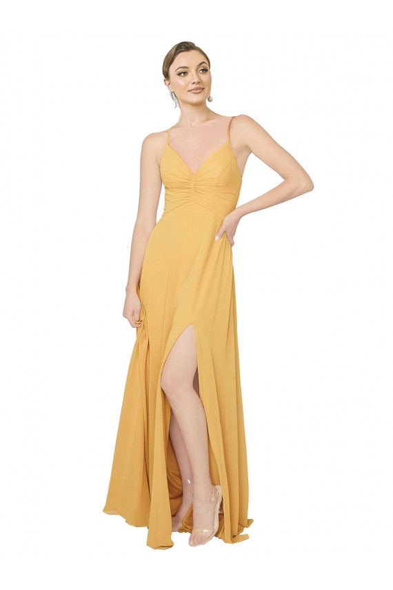Discount Ruched Chiffon Bridesmaid Dress with Tie Back Detail UK