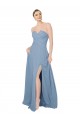 Discount Draped Sweetheart Chiffon Bridesmaid Dress with Front Slit UK
