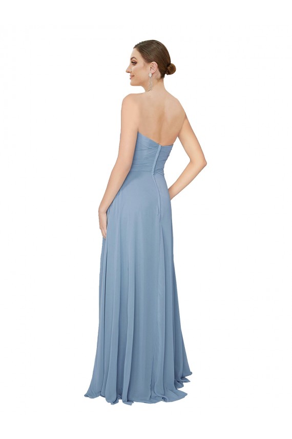 Discount Draped Sweetheart Chiffon Bridesmaid Dress with Front Slit UK
