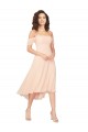 Discount Cold Shoulder Midi Length Short Chiffon Bridesmaid Dress UK