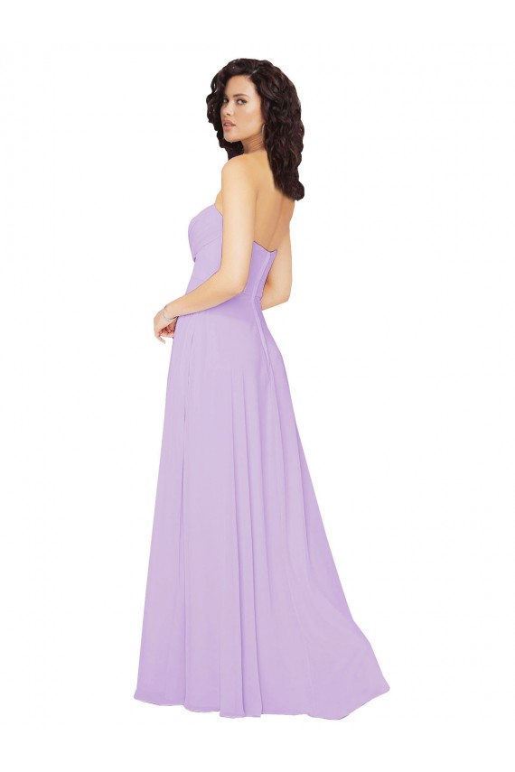 Discount Draped Sweetheart Long Chiffon Bridesmaid Dress with Front Slit UK