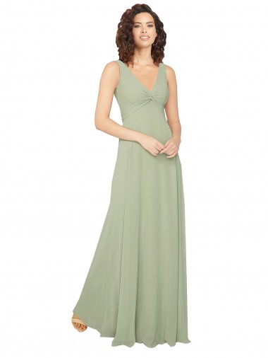 Discount Knotted Bodice Chiffon Bridesmaid Dress UK
