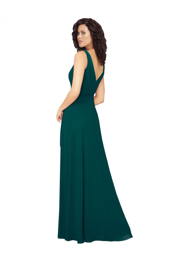 Discount V-Neck Chiffon Bridesmaid Dress with Front Skirt Slit UK