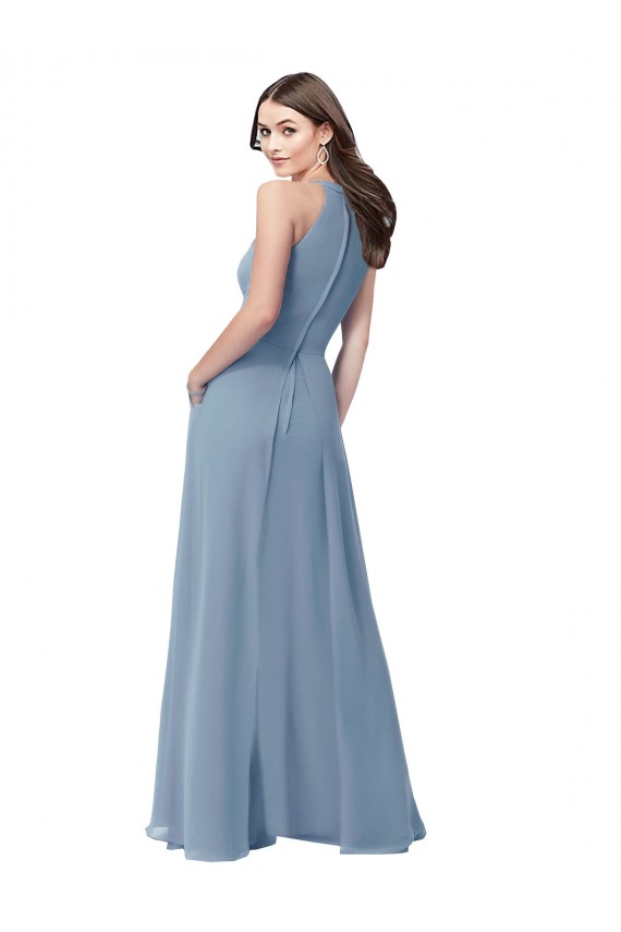 Discount Halter High Neck Chiffon Dress with Sash UK