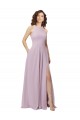 Discount High-Halter Chiffon Bridesmaid Dress with Keyhole Cowl Back UK