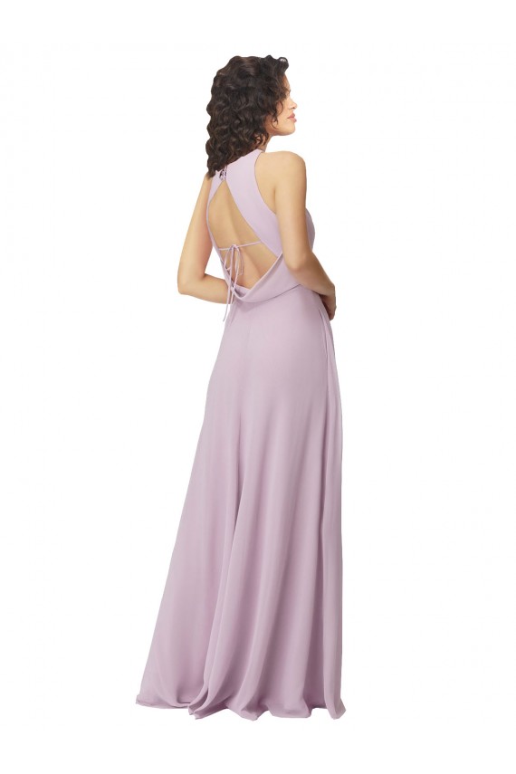 Discount High-Halter Chiffon Bridesmaid Dress with Keyhole Cowl Back UK
