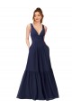 Discount Floor Length Deep V-Neck Ruched Chiffon Long Bridesmaid Dress UK