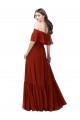 Discount Off the Shoulder Ruffle Chiffon Bridesmaid Dress UK