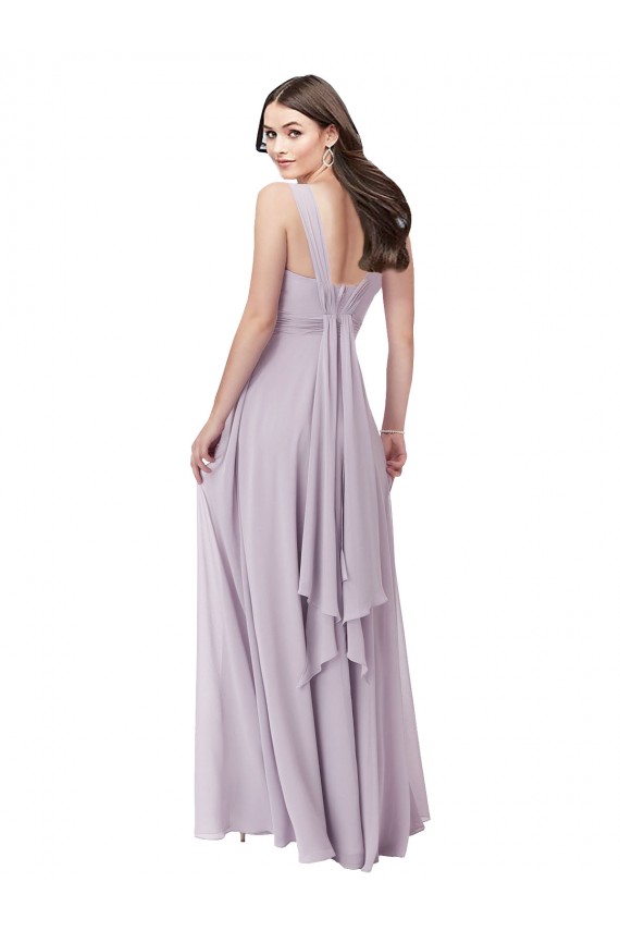 Discount Draped Chiffon Bridesmaid Dress with Sash UK