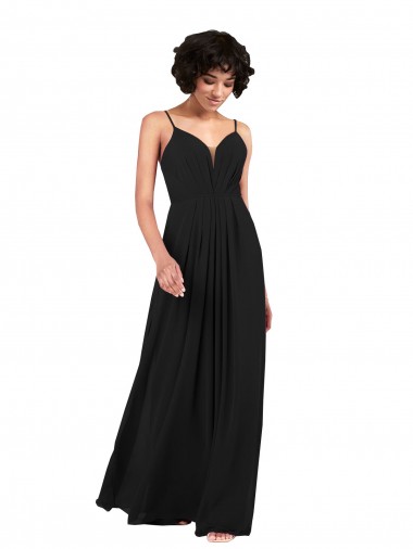 Discount Simple V-Neckline Chiffon Formal Bridesmaid Dress with Pleated Skirt UK