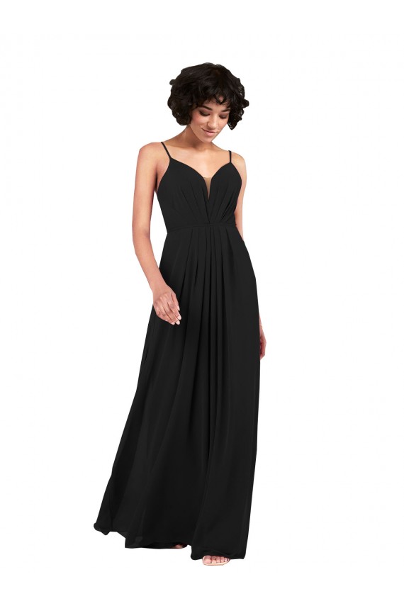 Discount Simple V-Neckline Chiffon Formal Bridesmaid Dress with Pleated Skirt UK