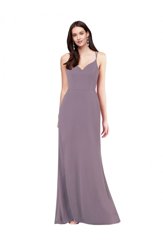 Discount Simple Floor-Length Chiffon Formal Bridesmaid Dress with Criss-Cross Back UK