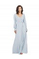 Discount Long Sleeve Chiffon Bridesmaid Dress with Bow Detail UK