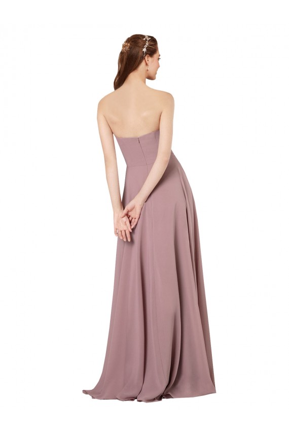 Discount Strapless Chiffon Bridesmaid Dress with Notched Neckline UK