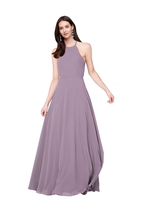 Discount Floor Length Long Chiffon Bridesmaid Dress with Double Bow Feature UK