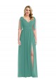 Discount Plunge Neckline Bow Shoulder Chiffon Maxi Bridesmaid Dress UK