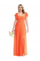 Discount Flutter Sleeves Scoop Open Back Chiffon Maxi Bridesmaid Dress UK