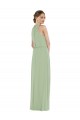 Discount High Neck Scarf Tie Blouson Bodice Maxi Bridesmaid Dress with Front Slit UK