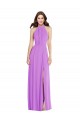 Discount Halter Backless Maxi Formal Bridesmaid Dress with Button Ruffle Placket UK