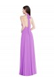 Discount Halter Backless Maxi Formal Bridesmaid Dress with Button Ruffle Placket UK