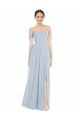 Discount Off the Shoulder Basque Neck Maxi Bridesmaid Dress with Flounce Sleeves UK
